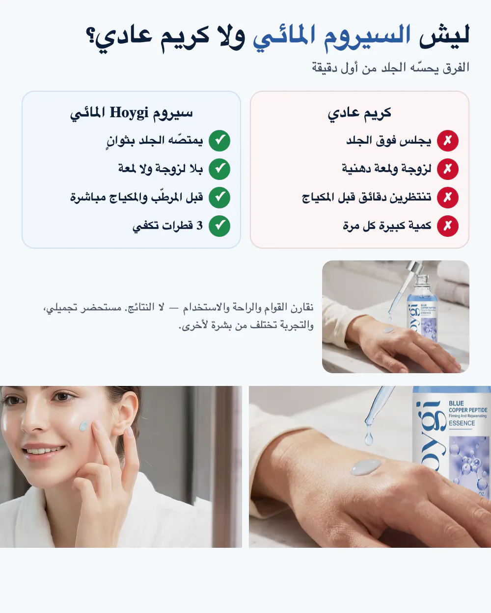 ليش السيروم المائي ولا كريم عادي؟ يمتصّ بثوانٍ، بلا لزوجة، قبل المرطّب والمكياج