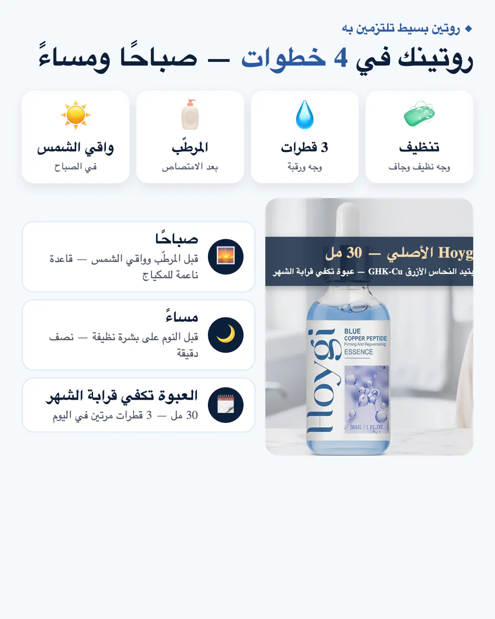 روتينك في 4 خطوات — صباحًا ومساءً