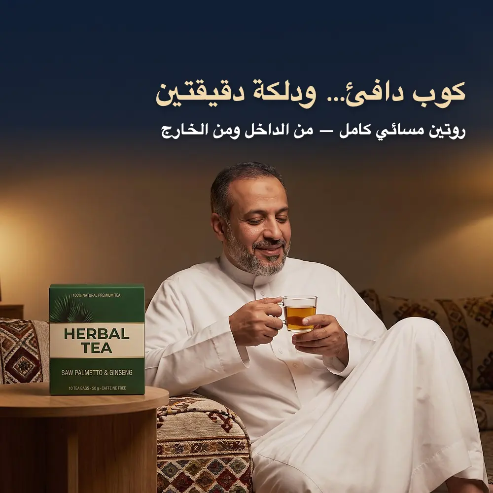 باقة راحة البروستاتا للرجال — كريم ساو بالميتو + شاي الأعشاب — صورة 2