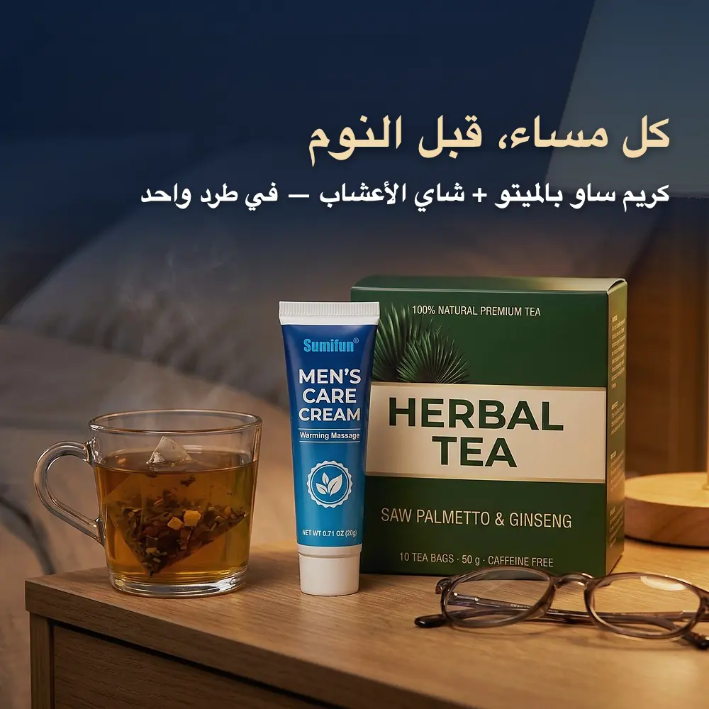 باقة راحة البروستاتا للرجال — كريم ساو بالميتو + شاي الأعشاب — صورة 5